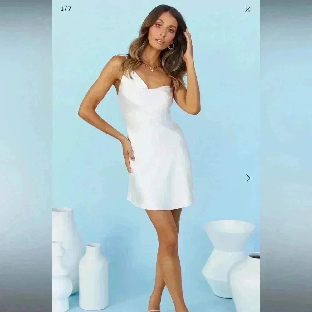 Hello Molly dress champagne satin graduation party dress size 6 - Picture 2 of 6